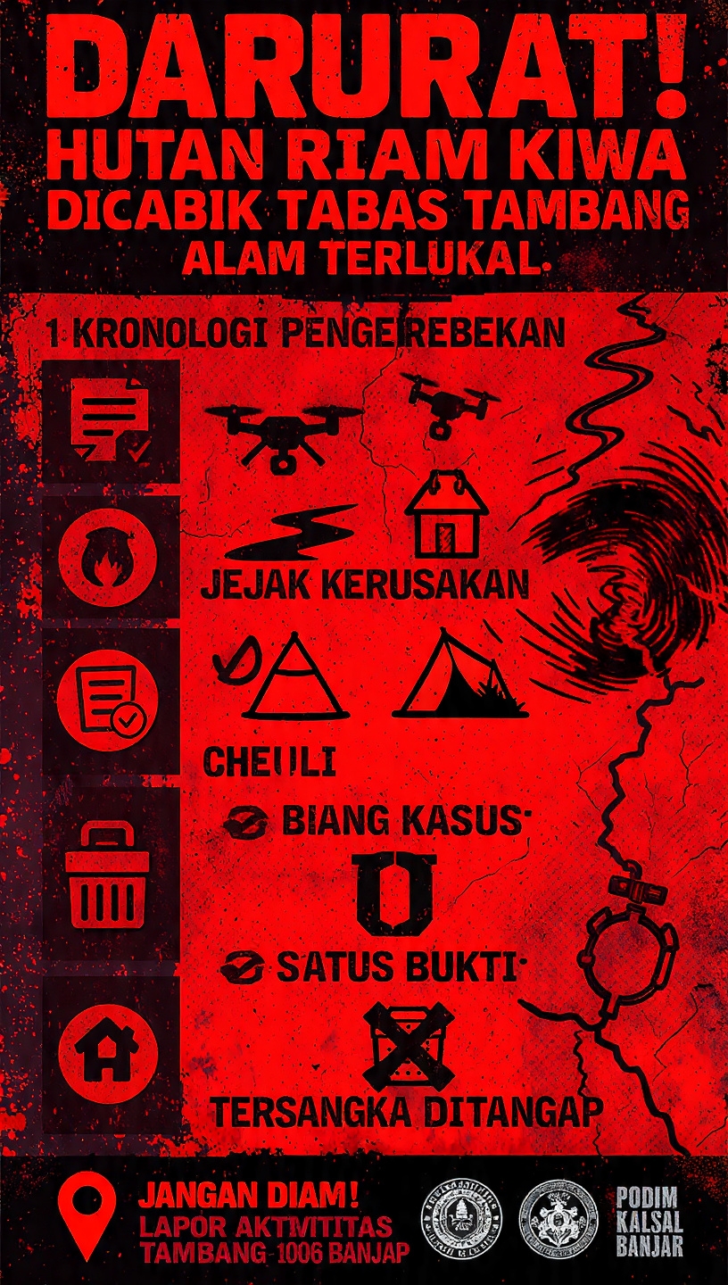 Hutan Riam Kiwa Dicabik Penambang Emas Ilegal, Petugas Datang Pelaku Sudah Raib Ditelan Rimba