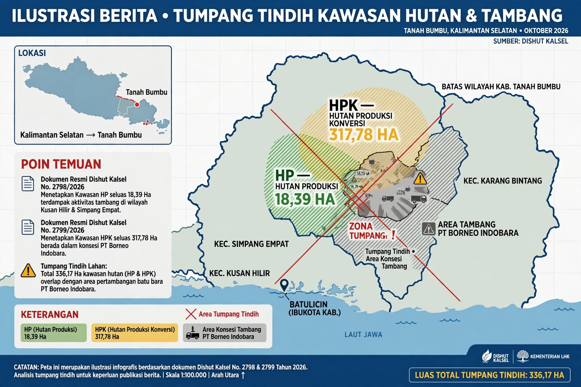 Terbongkar! Peta Resmi Dishut Kalsel: 210,41 Ha Tambang di Satui Diduga Tanpa PPKH